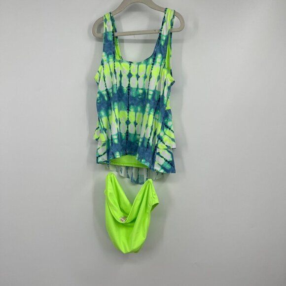 Justice swimsuit bathing suit girls size 16 two piece green blue - Picture 6 of 8